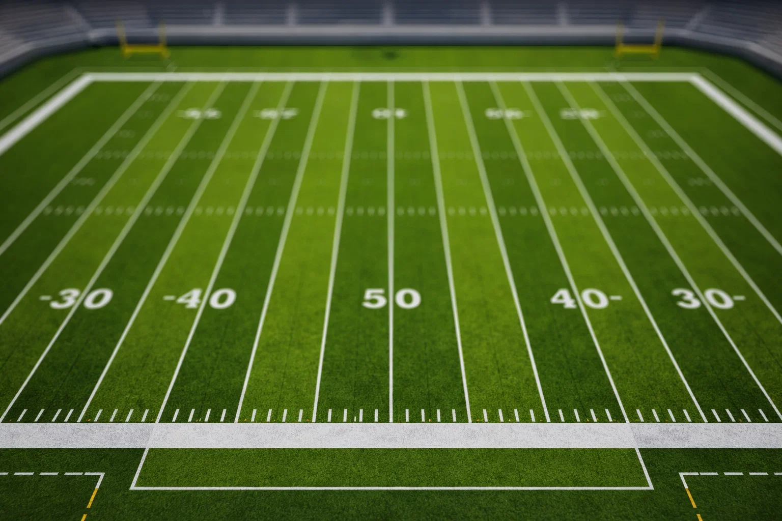 American Football Spielfeld mit Yard-Linien und Torpfosten