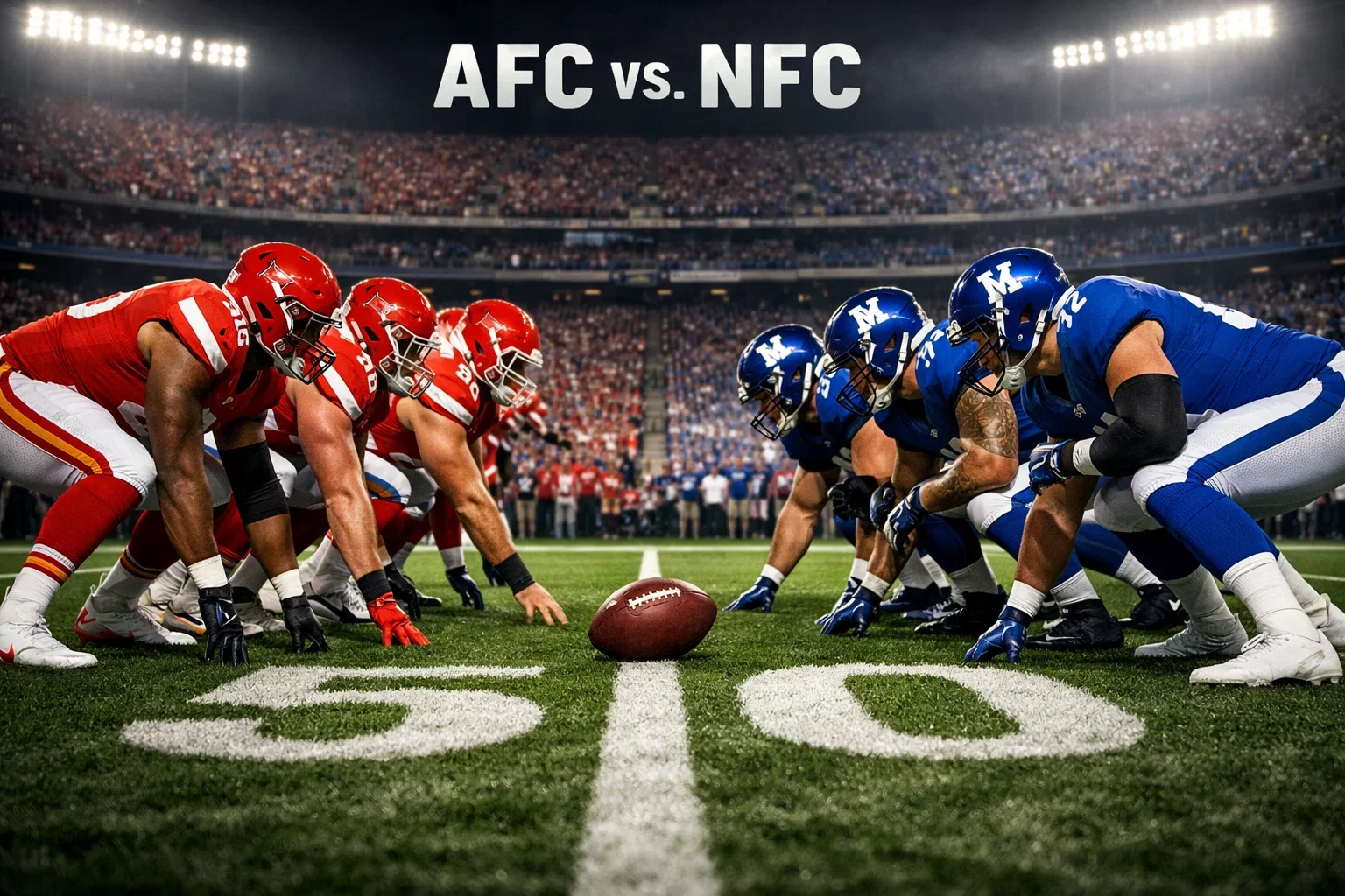 Zwei NFL-Teams stehen sich vor dem Kickoff gegenüber