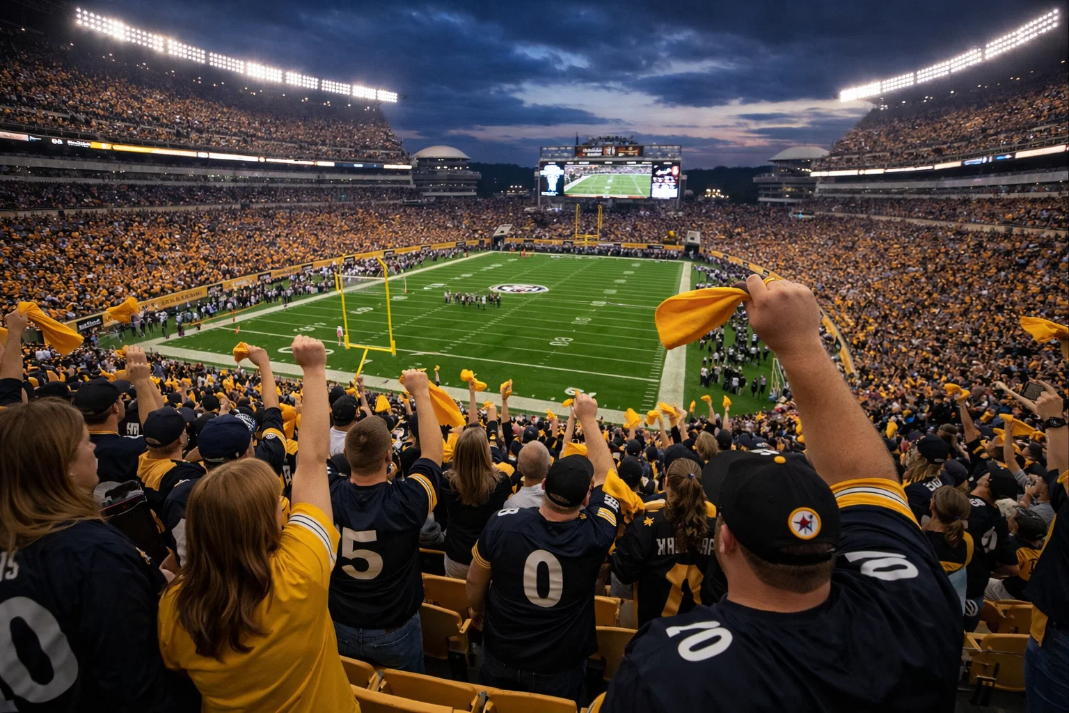 Volles NFL Stadion mit begeisterten Fans während eines Heimspiels