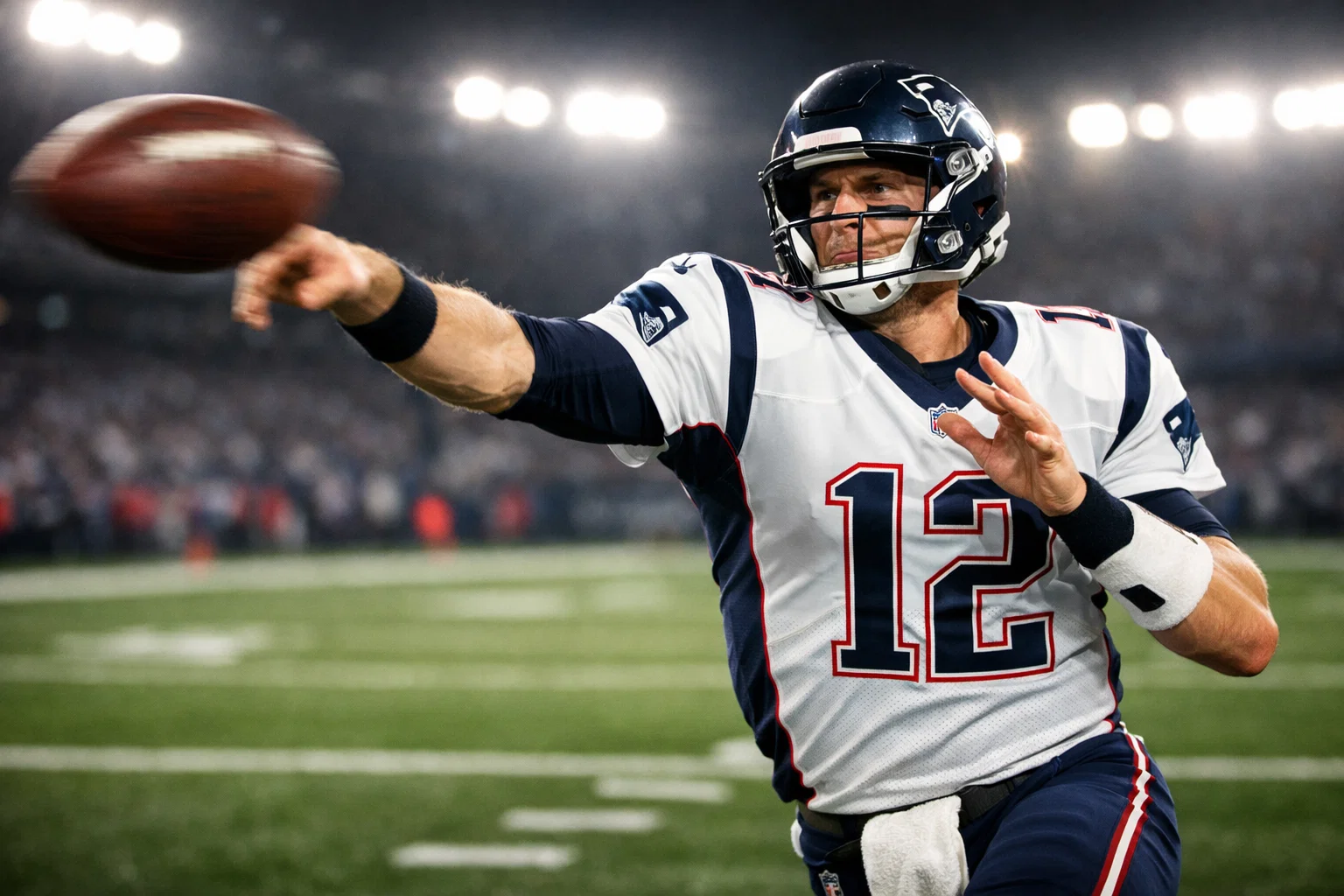NFL Quarterback wirft einen Pass während eines Spielzugs