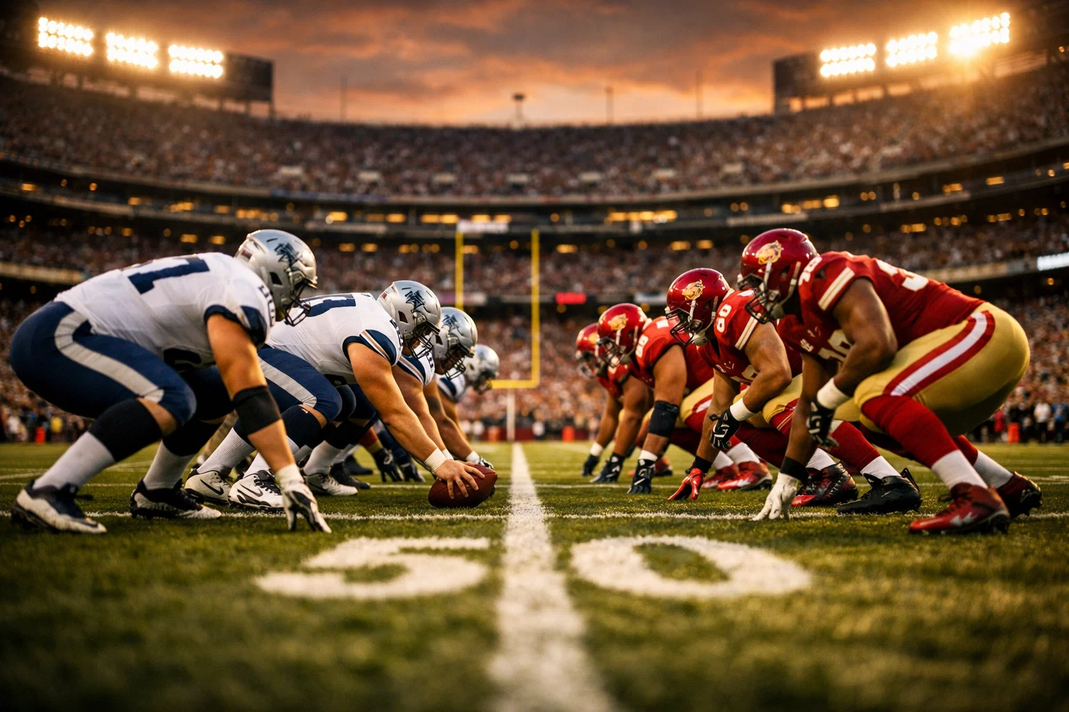 American Football Spielfeld mit Spielern während eines NFL-Spiels