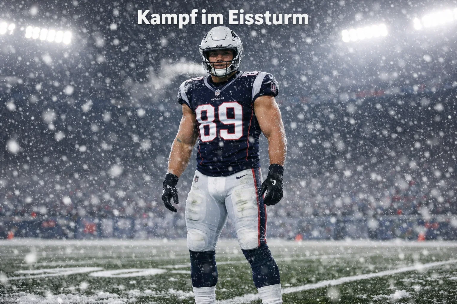 NFL Spieler auf schneebedecktem Football-Feld bei Winterbedingungen
